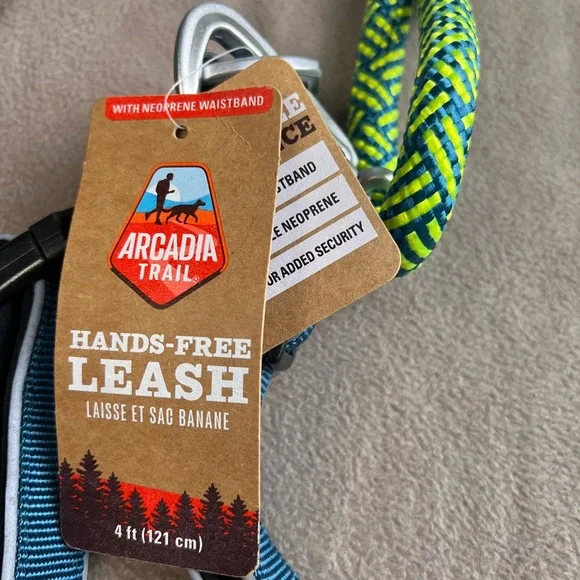 Arcadia Trail Hands Free Rope Dog Leash 4ft Adjustable Waistband Blue Green - Picture 4 of 5
